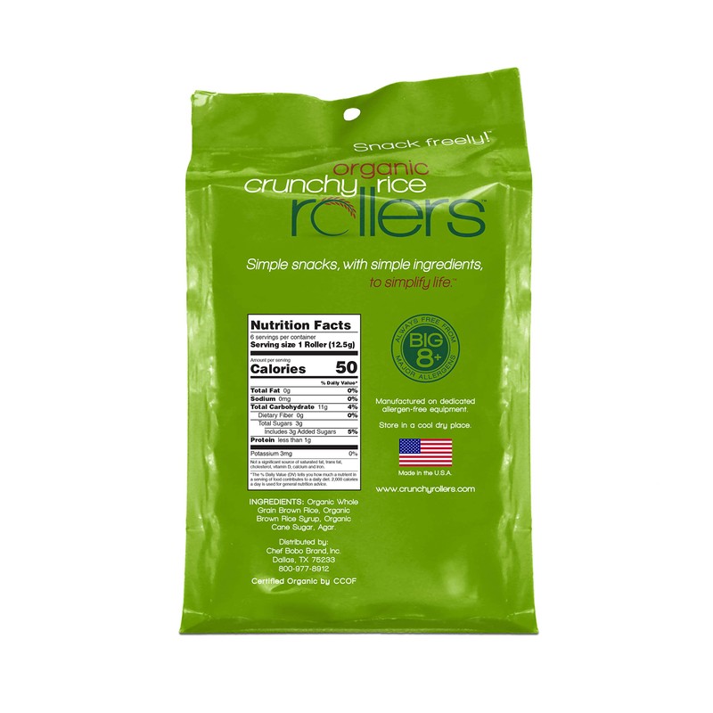 Crunchy Rollers Organic Original Brown Rice Rollers 6 Count, 2.6