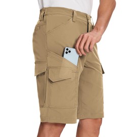 Moosehill Mens-Hiking-Shorts Cargo Lightweight Water Resistant Quick Dry Big & Tall with 8 Pockets for Tactical Work(Khaki, 32)