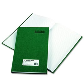 NATIONAL Emerald Series Record Book, Green Canvas Cover, 300 Pages, 12.125" x 7.5" (56131)