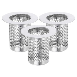 sourcing map 3 Pack Shower Drain Strainer, 2" x 2" Stainless Steel Floor Drain Strainer Deep Sink Hair Catcher for Kitchen Bathroom Balcony Floor Drain, Fit Hole Size from 1.18" to 1.97"