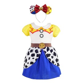 Lito Angels Cowgirl Costume Dress Fancy Dress with Headband for Children Girls Size 7-8 Years 128 (Tag Number 150)
