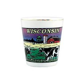 Lipco Wisconsin Souvenir Shot Glass, with Dairy Farm Design, Ceramic, Glassware and Drinkware, 20834WI