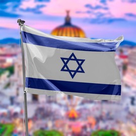 Israel Flag, Flag 90 cm x 150 cm, Large Flag with Pole Loop and Laces for Fastening, Lightweight Flag, Flag for Sports, Football, Buildings (Israel 2 Units)