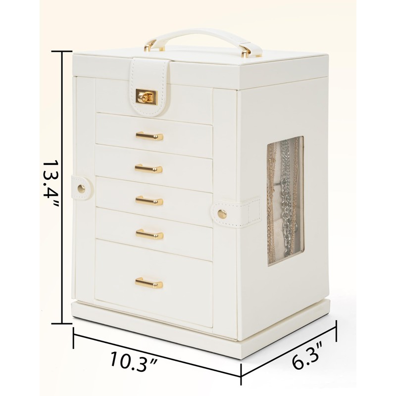 AKOZLIN 360° Rotating Jewelry Box 6-Tier Organizer Functional Jewelry Storage