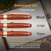 Rosewood Engraved Ballpoint Pen and Pencil Set with matching Wood