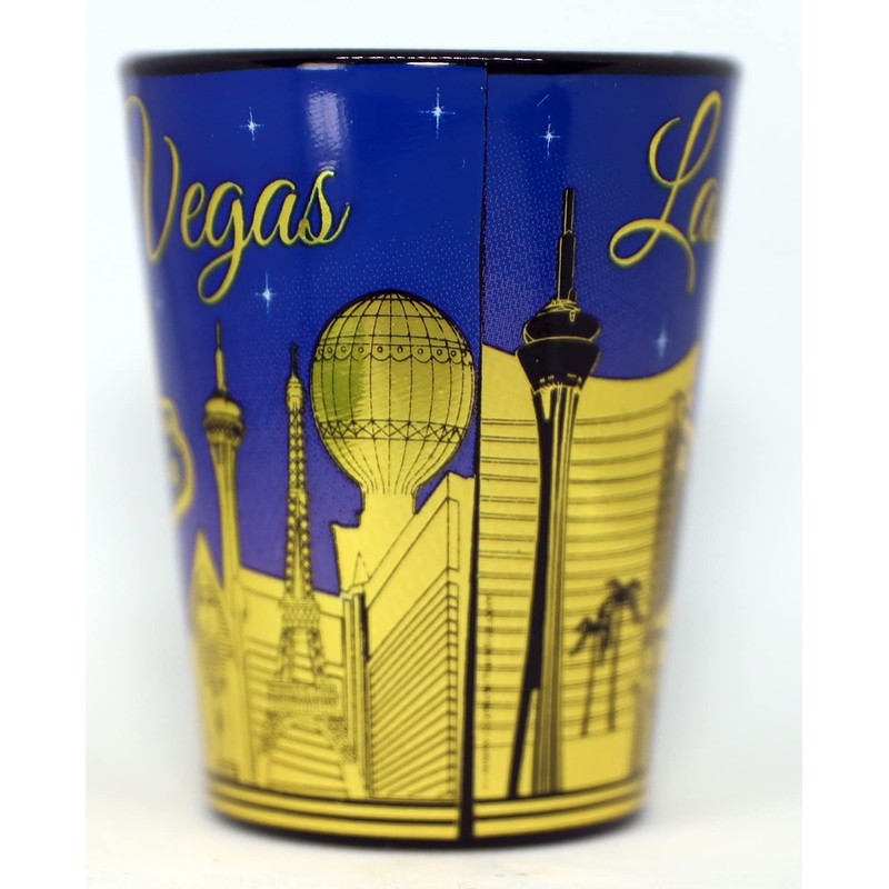 Las Vegas Nevada Purple & Gold Ceramic Shot Glass
