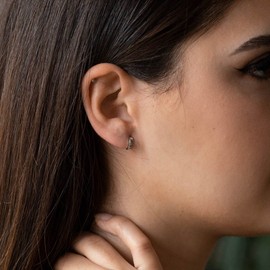 MATERIA by Matthias Wagner Hoop Earrings Rhodium-Plated 925 Silver 9-18 mm, Sterling Silver