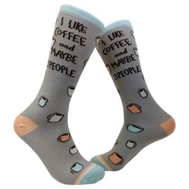 Womens I Like Coffee And Maybe 3 People Socks Funny Saying Sock Sarcastic Humor Caffeine Lover Novelty Footwear