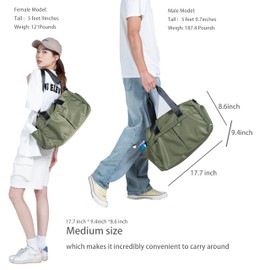 Gym Bag 3.0 Durable Designed Duffel Bag with Shoe Compartment Including 2 Detachable Wet-Compartment WoMen & Men, Army green, Women-men