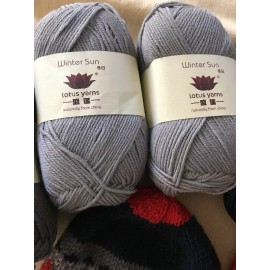 Lotus Yarns “Winter Sun” 100% Superfine Washable Merino DK - Light Grey