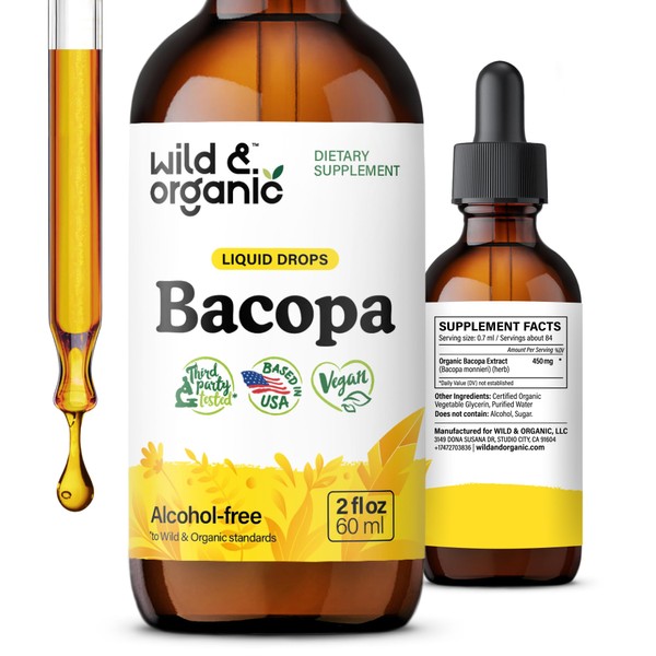 Wild & Organic Bacopa Tincture - Supports Calm, Focus, Clarity