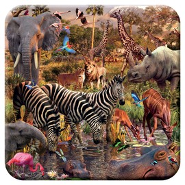 3D LiveLife Cork Coaster - Waterhole from Deluxebase. Lenticular 3D Safari Coaster. Non-Slip Table Coasters Featuring Original Artwork by David Penfound. Ideal for Home Decor.
