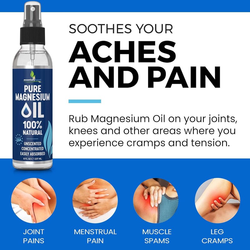 Pure Magnesium Oil Spray 8oz - Topical Magnesium Spray for