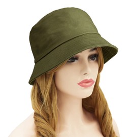 Wheebo Solid Color Bucket Hat for Women Summer Beach Fishmen Hat for Lady Adult Unisex Cotton Cap (Army Green)