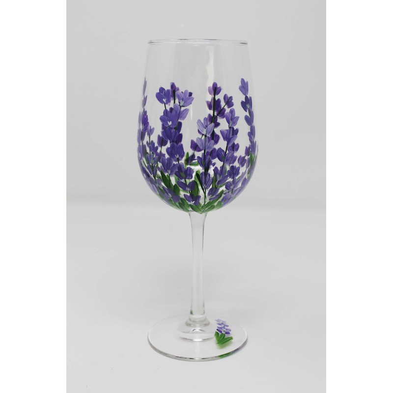 Hand Painted Wine Glasses - Purple Lavender (Set of 2)