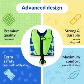Limmys Premium Toddler Swim Vest - Toddler floaties, and Buoyancy Swimming Aid - Modern Design Swimming Vest for Boys, Girls and Babies - Drawstring Bag Included