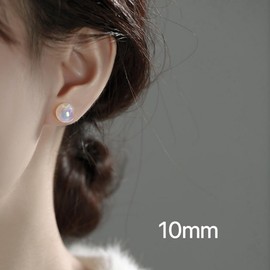 K.L.Y Illusion Mermaid Pearl Earrings, Women's, Popular, 925 Silver, Hypoallergenic, Metallic Hypoallergenic, Single Earring, 0.24, 0.3, 0.4, 0.5, 0.5 inches (6, 8, 10, 12 mm), Gift, Includes