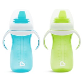 Munchkin® Gentle™ Transition Sippy Cup con asas de entrenamiento, 10 onzas, paquete de 2, azul/verde