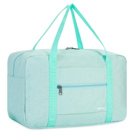 Small Cabin Bag 40x20x25 for Ryanair Airlines Foldable Underseat Travel Bag Water-Resistant Hand Luggage Bag Holdall Bag Weekend Overnight Bag for Women Men by WANDF (Denim Mint Green 20L)