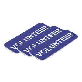 Volunteer 1 x 3" Name Tag, Blue (3 Pack)
