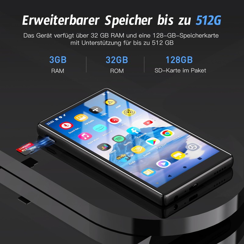 160 GB MP3 Player with Bluetooth and WiFi, 5 Inch