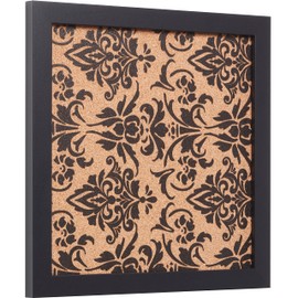 Craig Frames Decorative Cork Bulletin Board, 12x12 Inch, Black Frame with Fleur de Lis Pattern