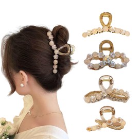 ShineNest Hair Clip, Large, Hair Clip, Large Size, Hair Accessory, Simple Hair Clip, Hair Ornament, Korean Style, Stylish, Adult, Small, Hair Clip, Barrette, Elegant, Daily Bath Commute, Set of 4