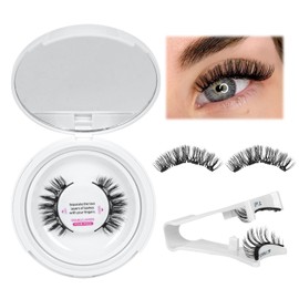 Magnetic Eyelashes, Magnetic Lashes, Natural Reusable with Applicator, No Glue, No Glue or Eyeliner, Easy to Wear, 4 Magnetic Points are Stronger Eye Shape (1 Pair, Charm)