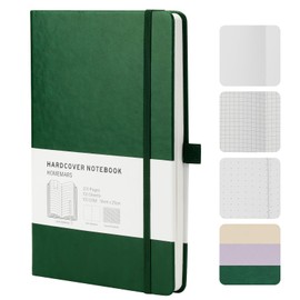HOMEMARS Notebook, Notebook, 21 cm x 14.5 cm, Notebook A5 Dotted, Hardcover Leader Bullet Dot Grid Journal, Journal Book, Travel Journal, Notepad, 100 GSM, 200 Pages, Green, Leather Hardcover
