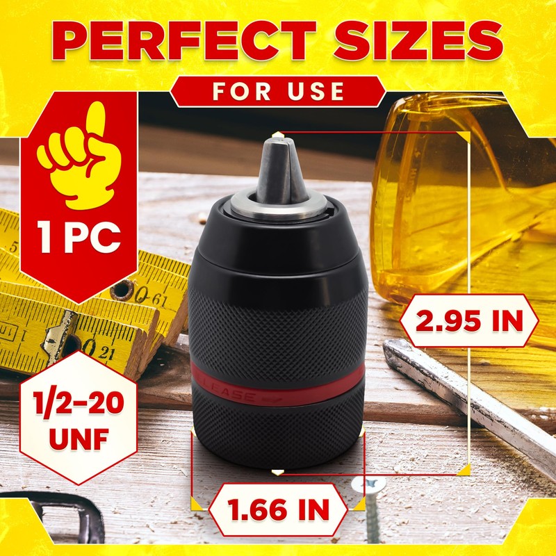Keyless Drill Chuck SDS Adapter - 1/2-20 UNF Drill Chuck