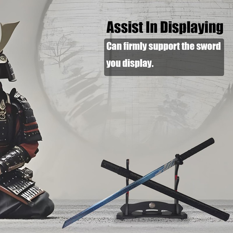 SEEMINESALE 3 Tier Katana Stand,Samurai Sword Holder,Black Sword Mountain,Large Size