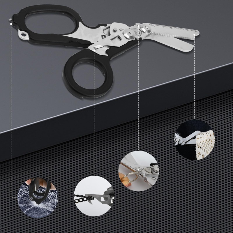 6in1 Trauma Shears, Stainless Steel Pocket Scissors Glass Breaker Emergency