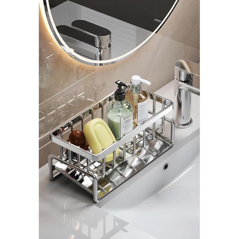 Uwenkjie kitchen sponge holder，Sink box, kitchen accessories - stainless steel