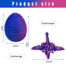 MGKEOUF 3D Printed Dragon In Egg,Articulated Dragon Crystal Dragon Egg,Crystal Dragon With Dragon Egg, Beautiful Flexible Crystal Dragon Figurine Decor,Home Office Decor Desk Toys