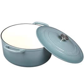 EDGING CASTING Enameled Dutch Ovens Cast Iron Dutch Oven Pot with Lid for Bread Baking, Cook, Dual Handle, 5.5 Quart, Seasalt