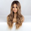 KUSPOAL Brown Gradient Wavy Wigs for Women Long Curly Wig