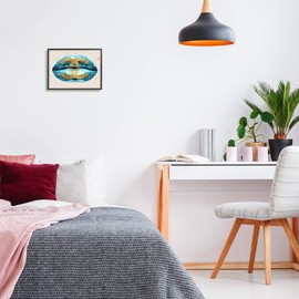 Stupell Industries Designer Fashion Logo Lustrous Blue Lipstick Lips, Design by Madeline Blake