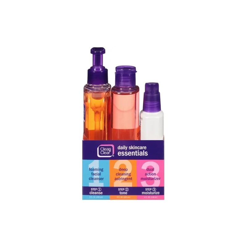 Clean Clear Skincare Essentials Skincare Kit, 3 Artículos