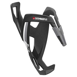 Elite Custom Race Plus Bottle Cage - Matte Black with White Graphic - Lightweight, Stable & Non-Slip - Universal for Road Bike, MTB, Gravel & E-Bike - Water Bottle Holder Bicycle Bidon Holder