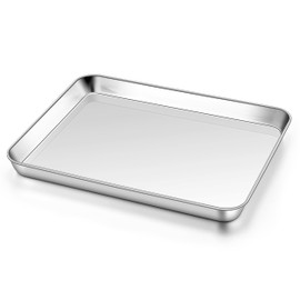 Homikit 1 Pack Baking Sheet, 9 x 13 Inches Stainless Steel Quarter Sheet Pan Set for Baking Cooking Toasting, Metal Cookie Tray Fits Toaster Oven, Non Stick & Rust Free, Dishwasher Safe