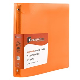 JAM PAPER Plastic 1.5 Inch (38.1 mm) Binder - Orange 3 Ring Binder - Sold Individually