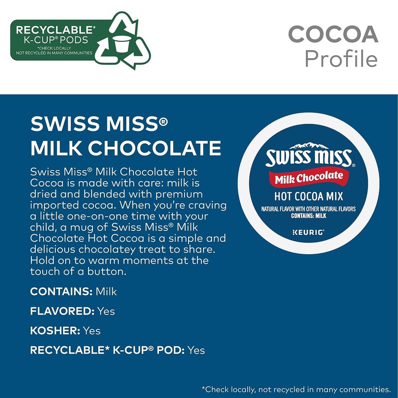 Swiss Miss Milk Chocolate Hot Cocoa, Keurig K-Cup Pods, 22/Box