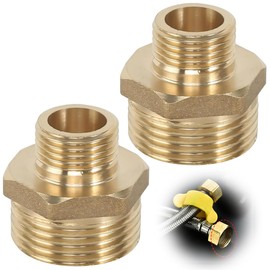 Bangbobi Brass Double Nipple Reduction 1 to 1/2 Inch Hose Connector/Adapter/Connector for Heating and Drinking Water System Suitable