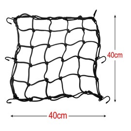 1 Pack Motorcycle Net, Motorcycle Helmet Net Luggage Cargo Net 40x40cm for Moto and Bike, Spider Heavy Duty Elasticated Bungee Comes with 6 Hooks for Secure