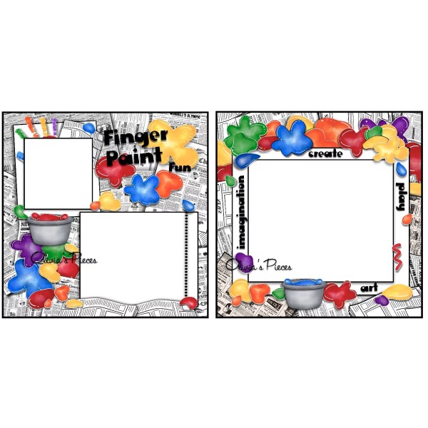 Olivia's Pieces Finger Paint - PRINTED Scrapbook Pages - OliviasPieces