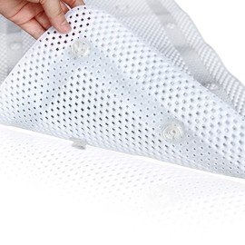 Premium White PVC Bath Pillow Mat with 30 Suction Cups, 4.1ft x 1.18ft, Quick-Drying & Comfortable Design