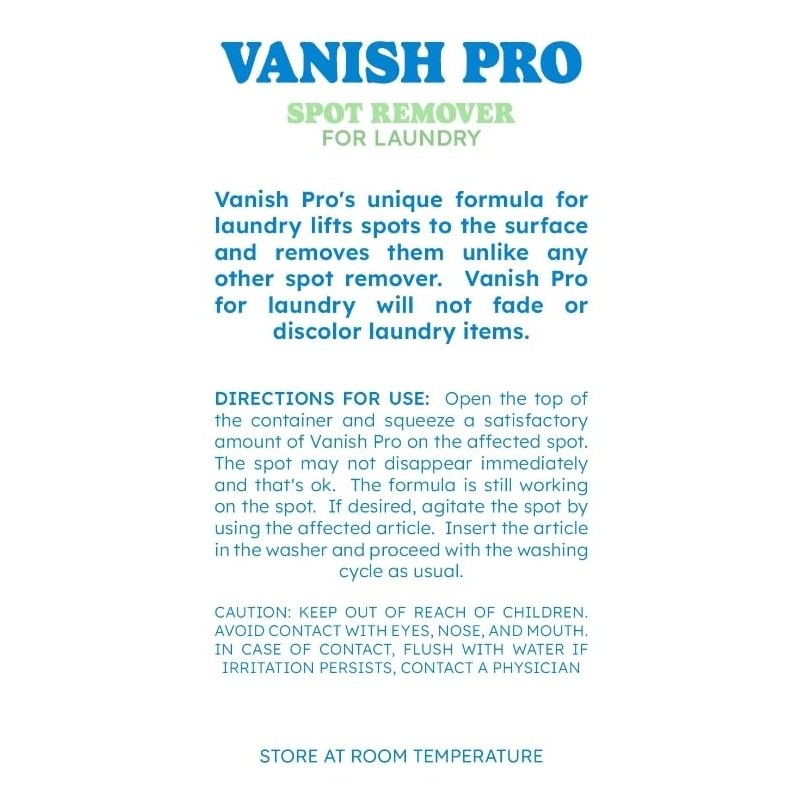 Vanish Pro for Laundry - Multi-Purpose Stain Treater Spray –