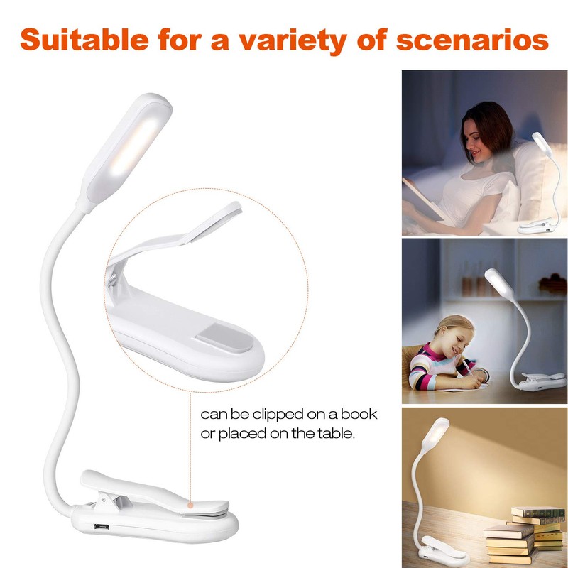 QEBIDUM Clip On Book Reading Light for Bed, Clamp On