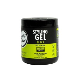 Rolda Black Styling Hair Gel - Medium To Strong Hold With Medium Shine For a Wet Slicked Back Look With All Day Hold - Activated Black Charcoal Covers Grey Hair Instantly 17.6oz