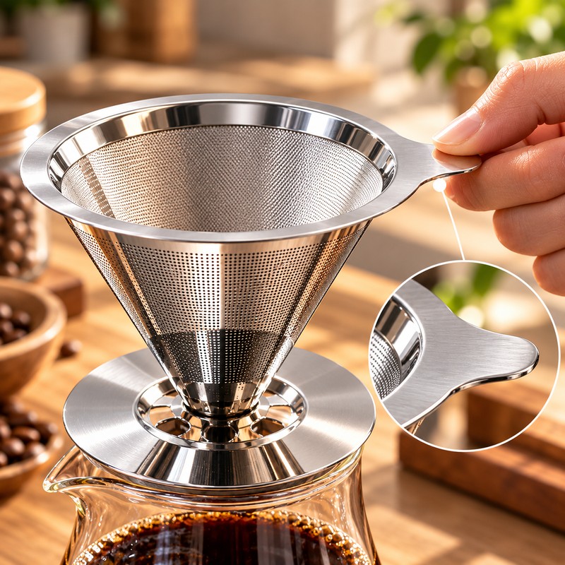 Premium Reusable Coffee Filter for Pour-Over Brewing – Double-Layer 304